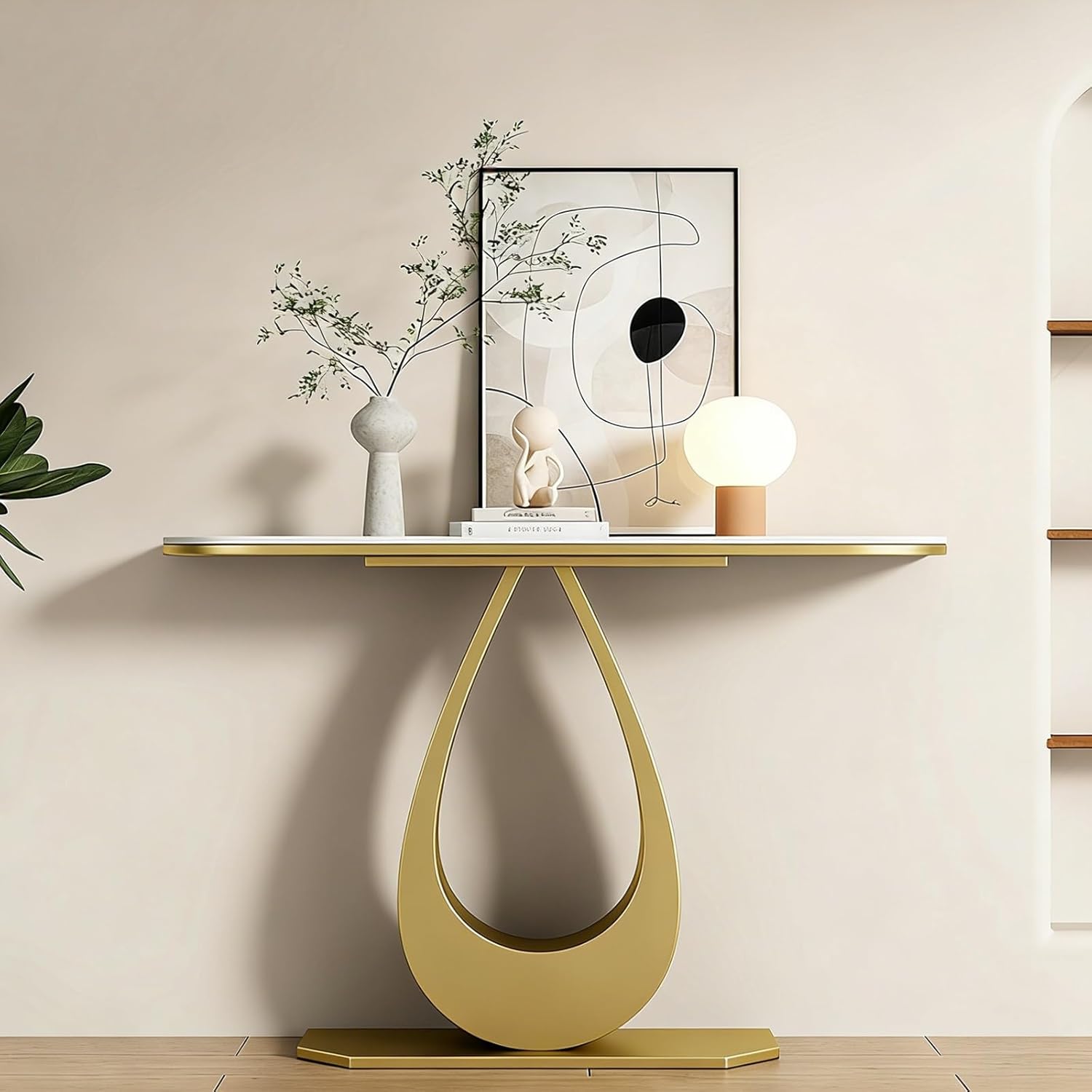 Modern Console Table Home Decor Entryway Table with Metal Frame Living Room Decorative Display for Entrance Hallway Foyer(Black,150x30x80)