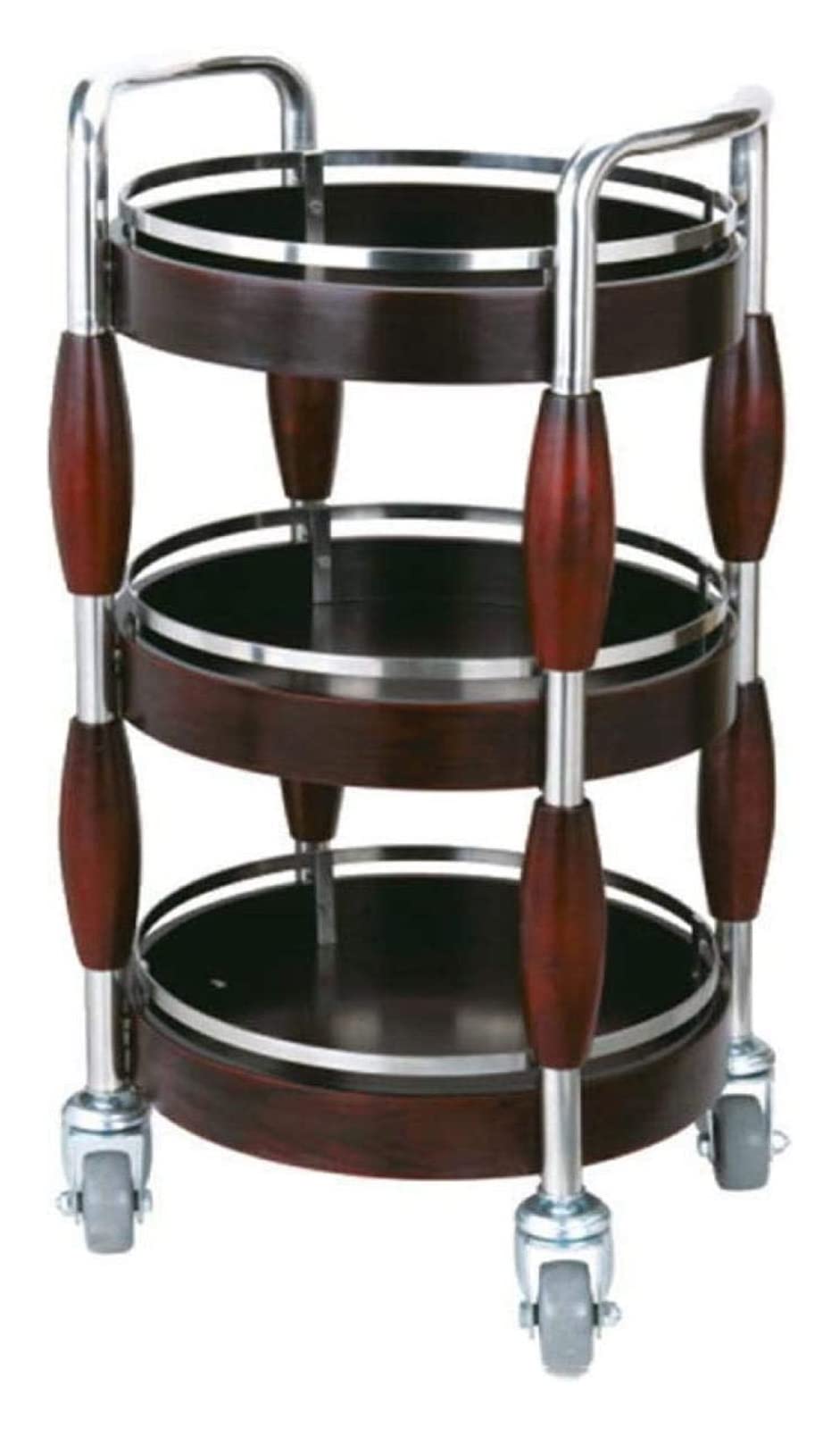 Carrito de Bar Redondo Negro, Carrito de Vino para Cocina doméstica, Carrito de Almacenamiento para Hotel, Carrito de Bebidas, Carrito de Comedor móvil silencioso con Dos Niveles.