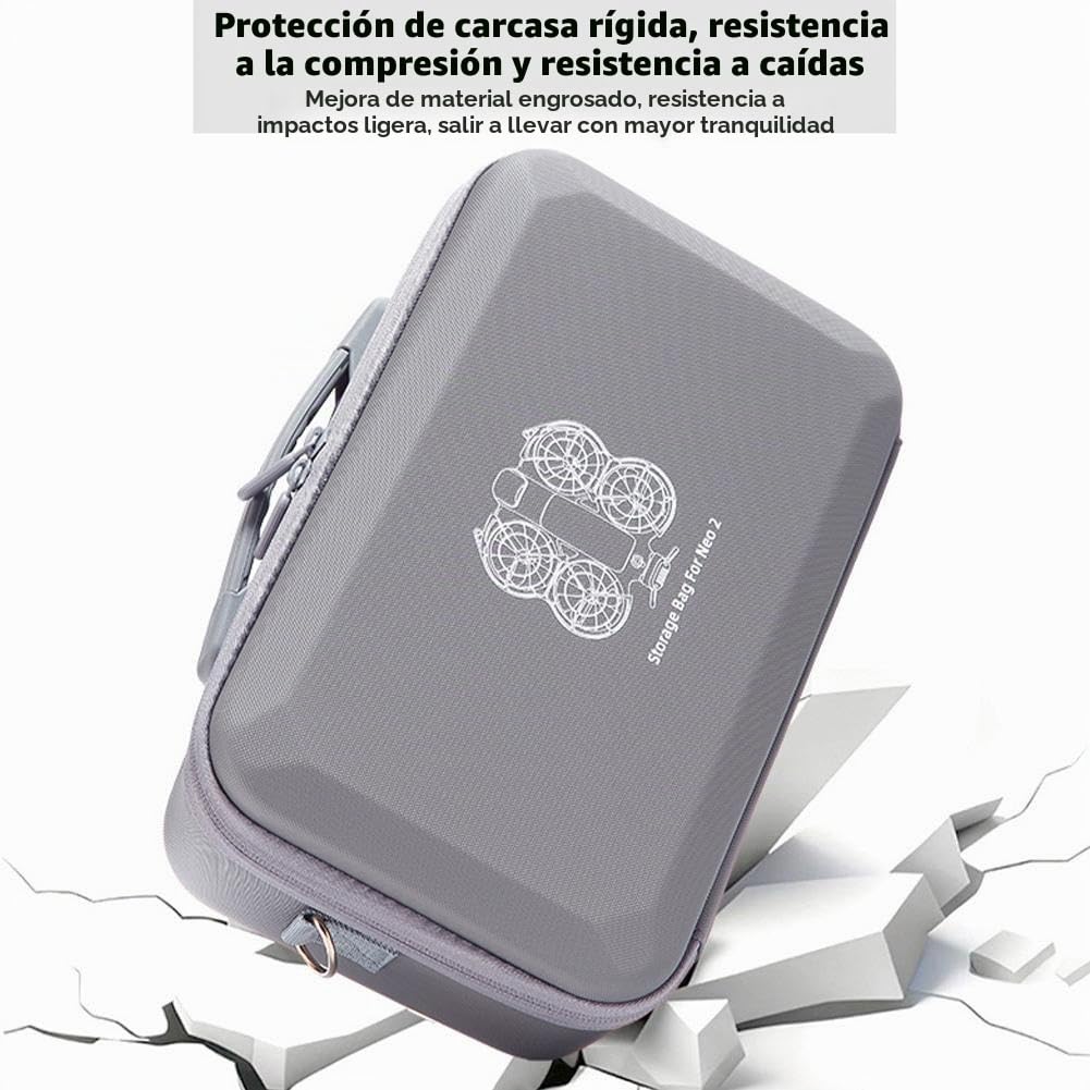 Funda de transporte para dron DJI Neo 2, bolsa de viaje duradera de poliuretano con correa para el hombro para dron, mando a distancia, baterías y accesorios, Gray, Standalone, moderno
