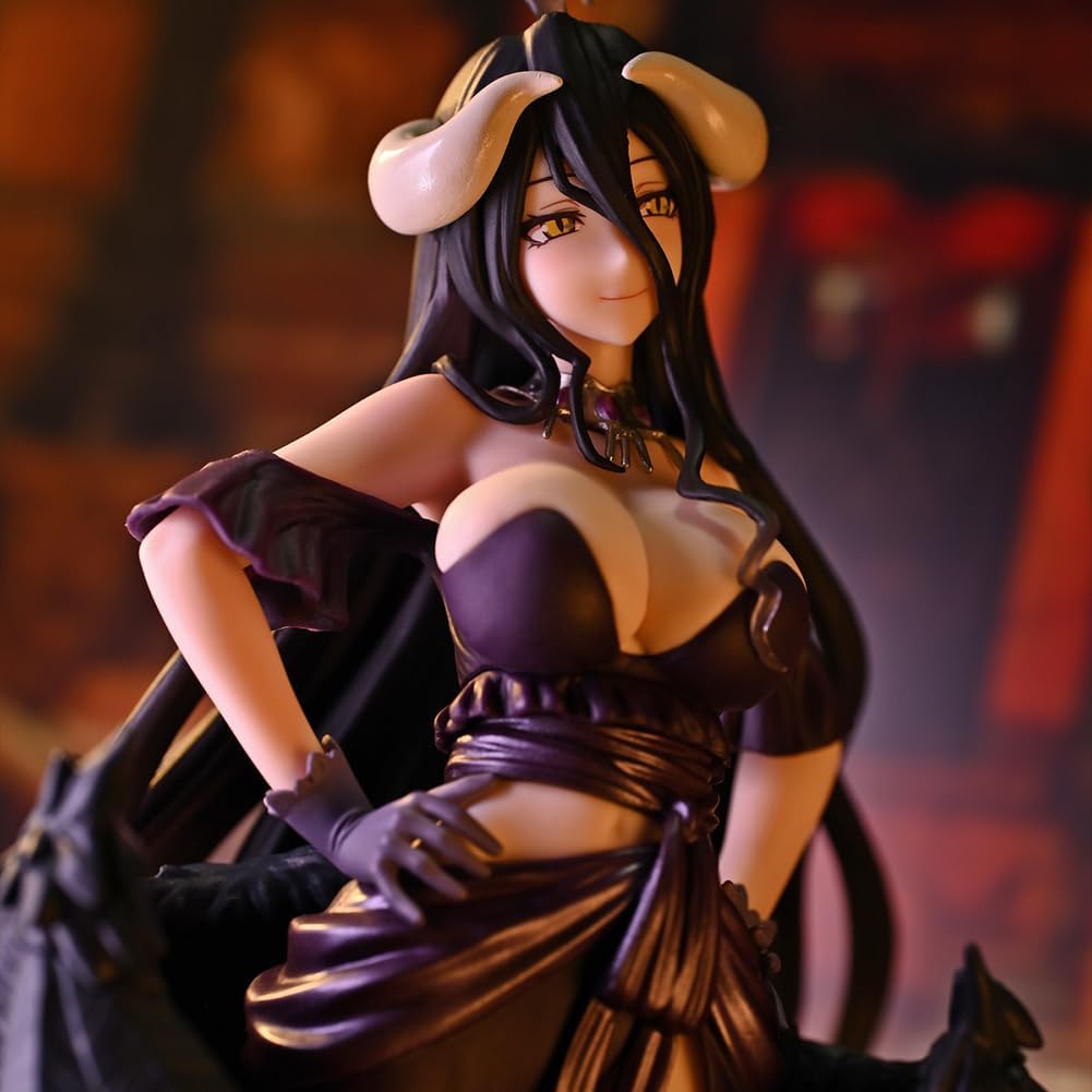 QAHEART Albedo Figure Model Statue, Black Dress Albedo Figurine Sculpture, Standing Pose Anime Figure, Handmade Collectible Desktop Decoration 7.87in