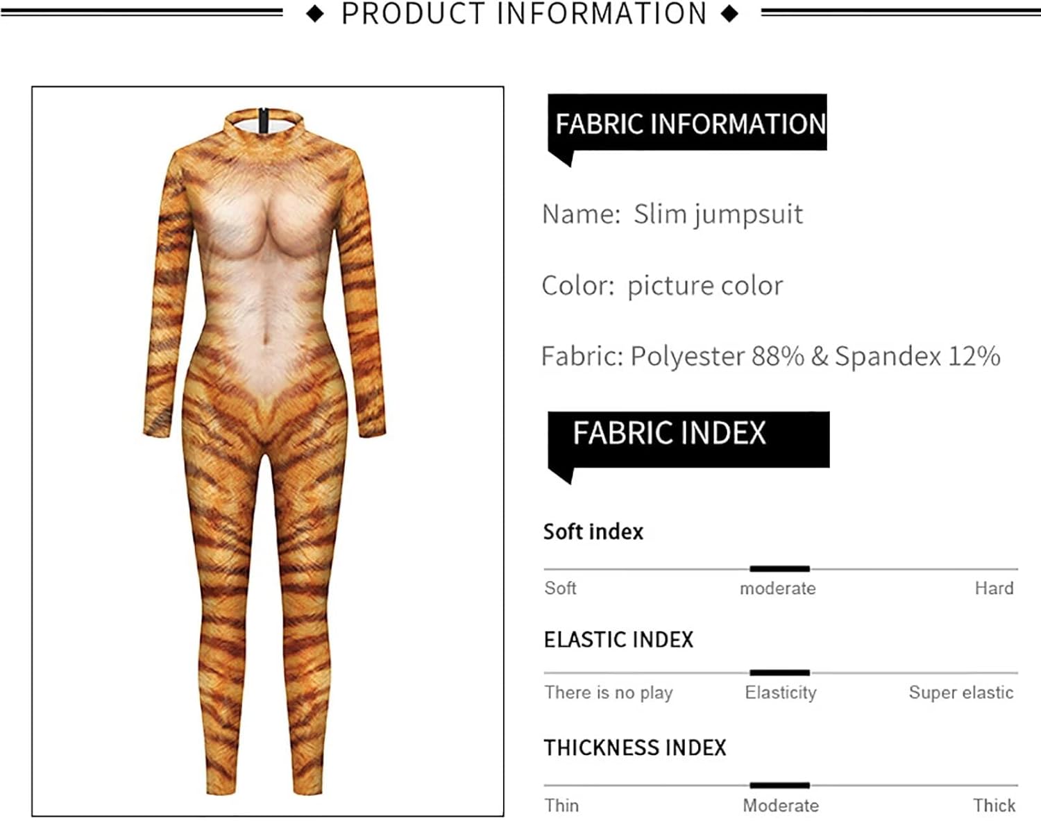 Shaface Men's and Women's Long Sleeve Spandex Zentai Cospaly Costume Animal Print Bodysuit for Halloween Party