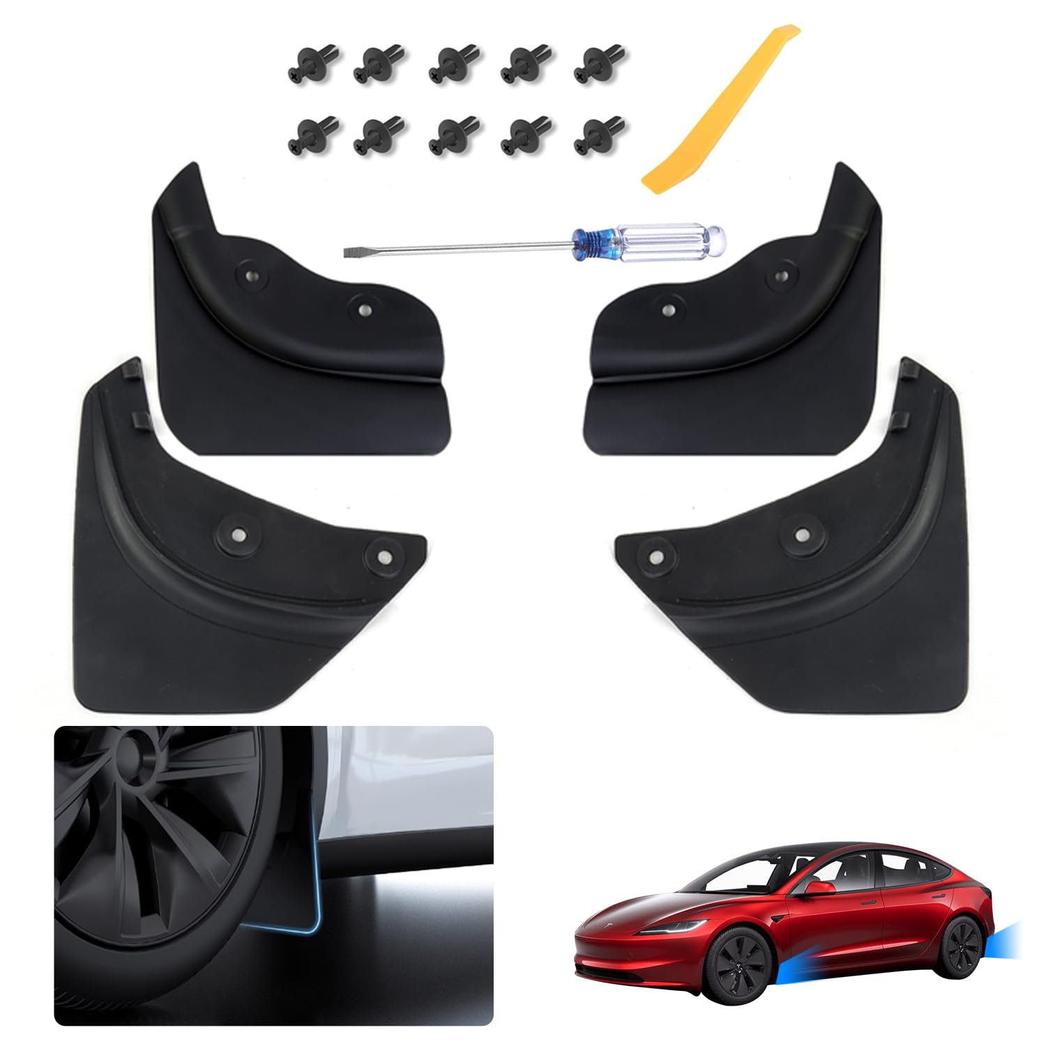 Mud Flaps for Tesla Model Y Splash Guards No Drilling Accessories for Tesla Model Y 2020-2024