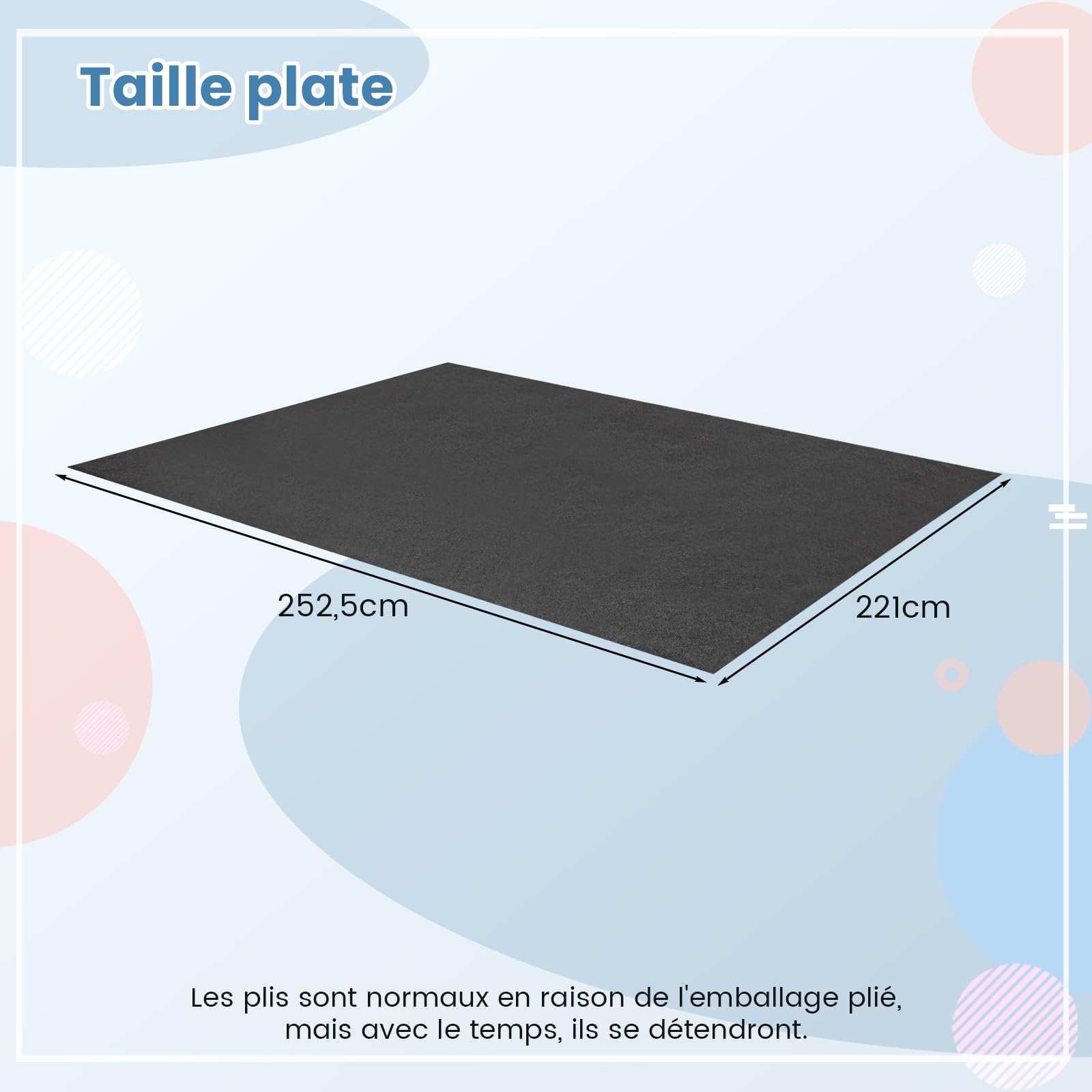 COSTWAY Tapis de Sol pour Garage Imperméable 252,5 x 221 cm, Tapis Antidérapant Voiture Réutilisable et Lavable avec Ruban Adhésif Double Face, pour Motoréparation Automobile, Gris