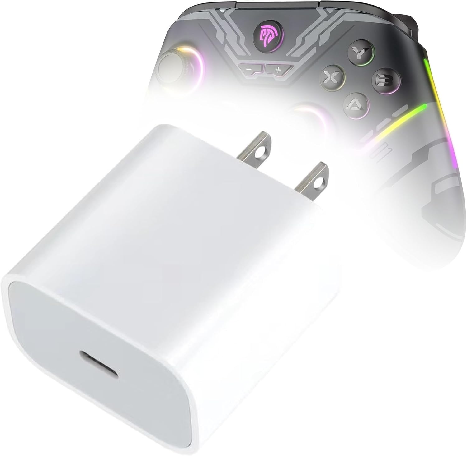 BoxWave Charger Compatible with EasySMX X15 Gaming Controller - PD GAN miniCube (30W), 30W Tiny PD GAN Type-C Wall Charger - Winter White
