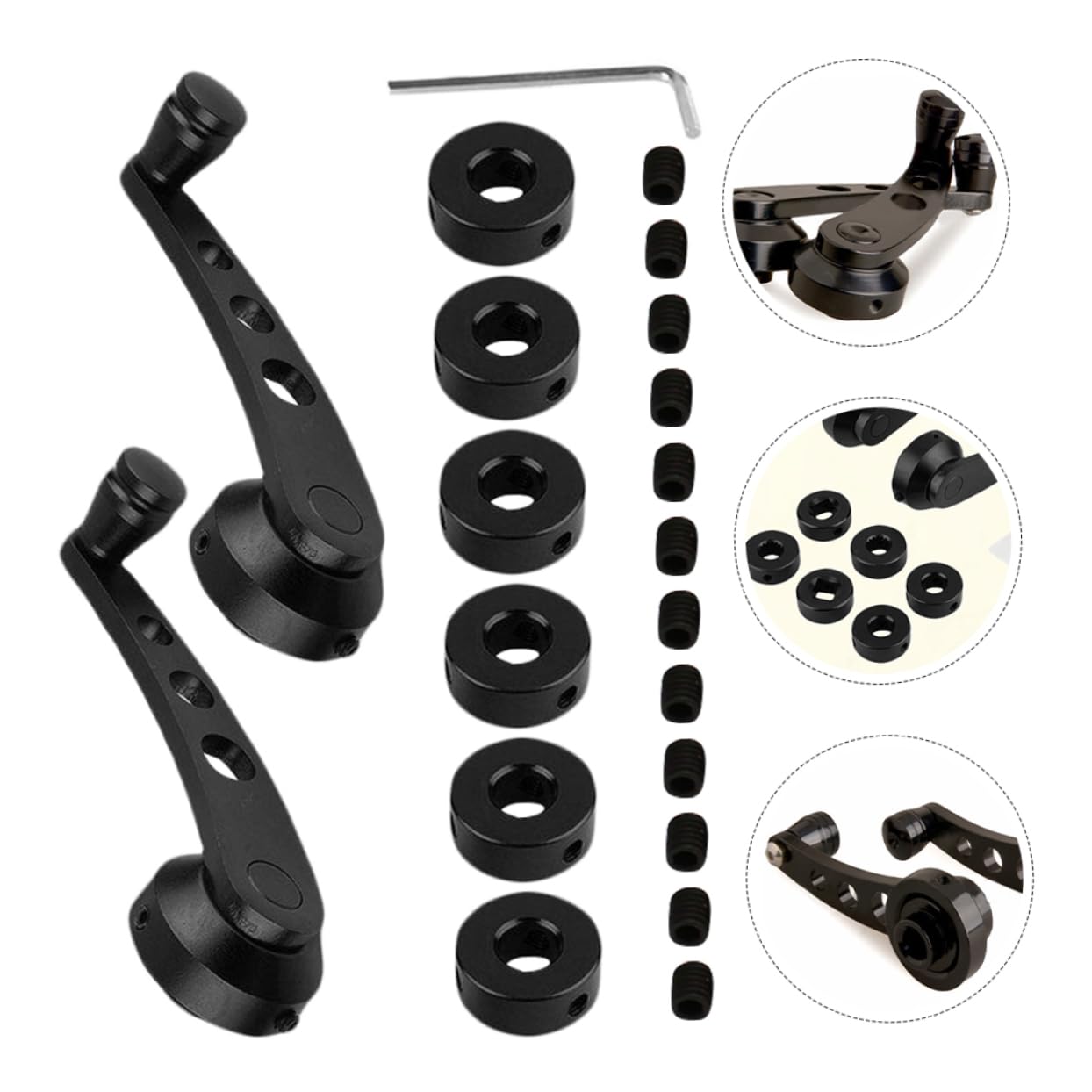 Zerodeko Manivelle de Fenêtre 4 Pièces en Alliage D’aluminium Noir