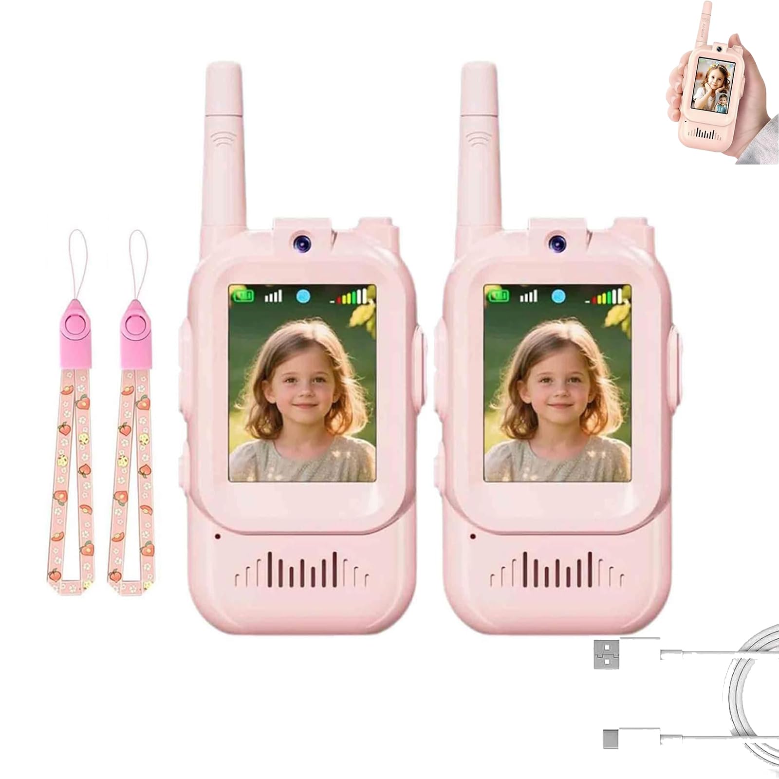 2026 Video Walkie Talkies for Kids, 2 Pack Rechargeable Long Range Kids Walkie Talkies with HD Camera, Voice Changer & Screen Display, Gifts for Boys Girls Ages 3-12 (PINK)