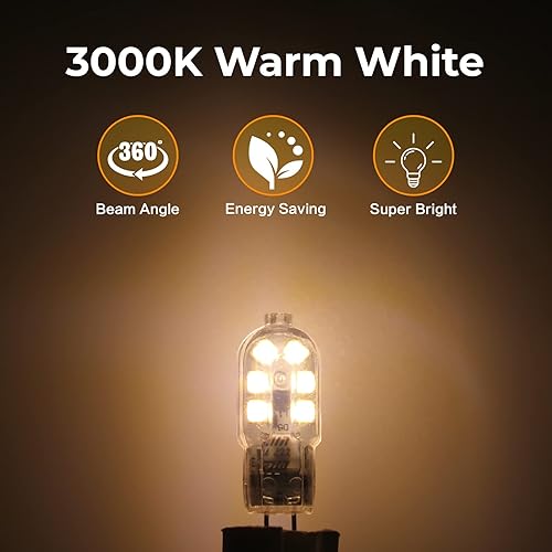 Miniatura 6 de YUIIP Bombilla LED G4, ACDC 12V JC G4 Bi Pin Bulb, Reemplazo de bombilla halógena G4 de 20 W, bombilla blanca cálida de 3000 K, no regulable,