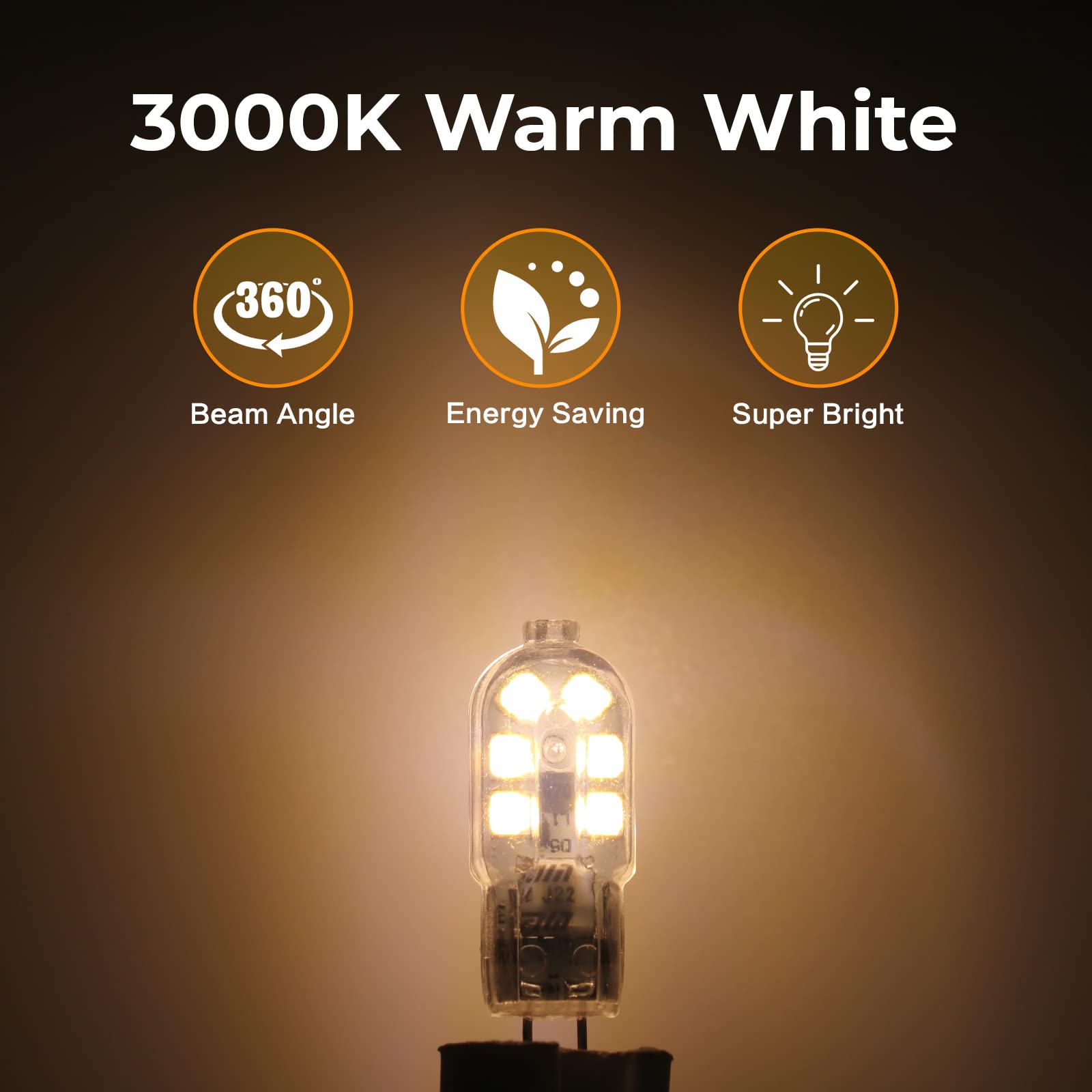 YUIIP G4 LED Bulb, AC/DC 12V JC G4 Bi Pin Bulb, G4 20W Halogen Bulb Replacement, Warm White 3000K Landscape Bulb, Non-Dimmable, 10-Pack
