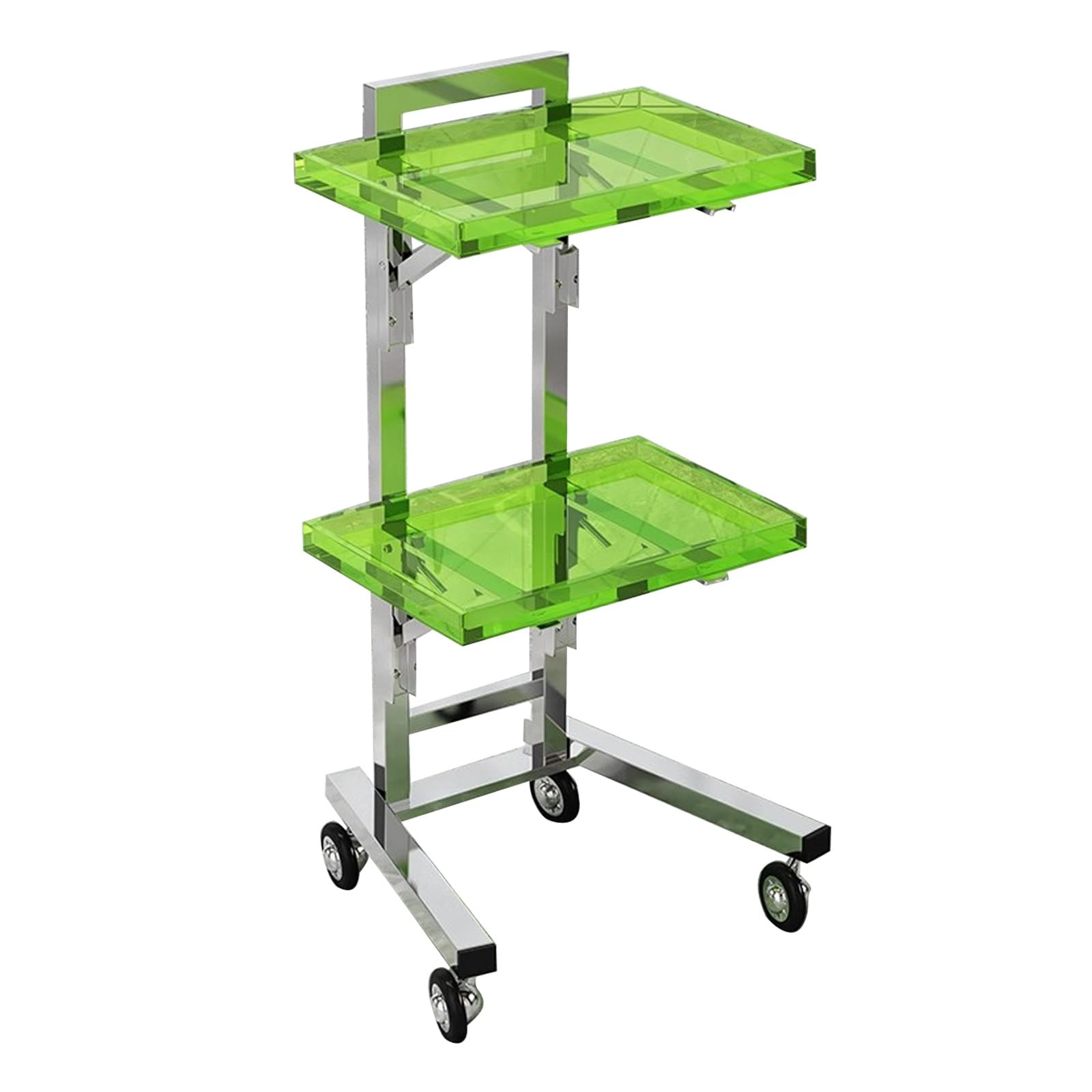 LJYKBFL Tool Trolley rolling Cart, Metal candy cart with Double Storage Tray, Metal rolling kitchen cart, for Beauty Hair Salon Tattoo Spa Clinic Medical(Green)