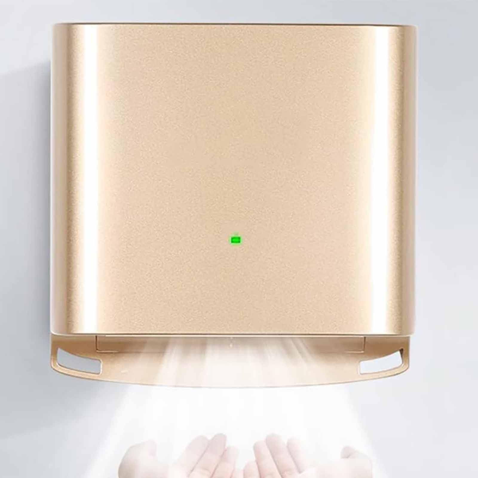 Commercial Toilet Hand Dryer with Adjustable Hot and Cold,Constant Temperature 1250w Electric Bathroom Hand Dryer with 80m/S Wind Speed,Automatic Induction Gold