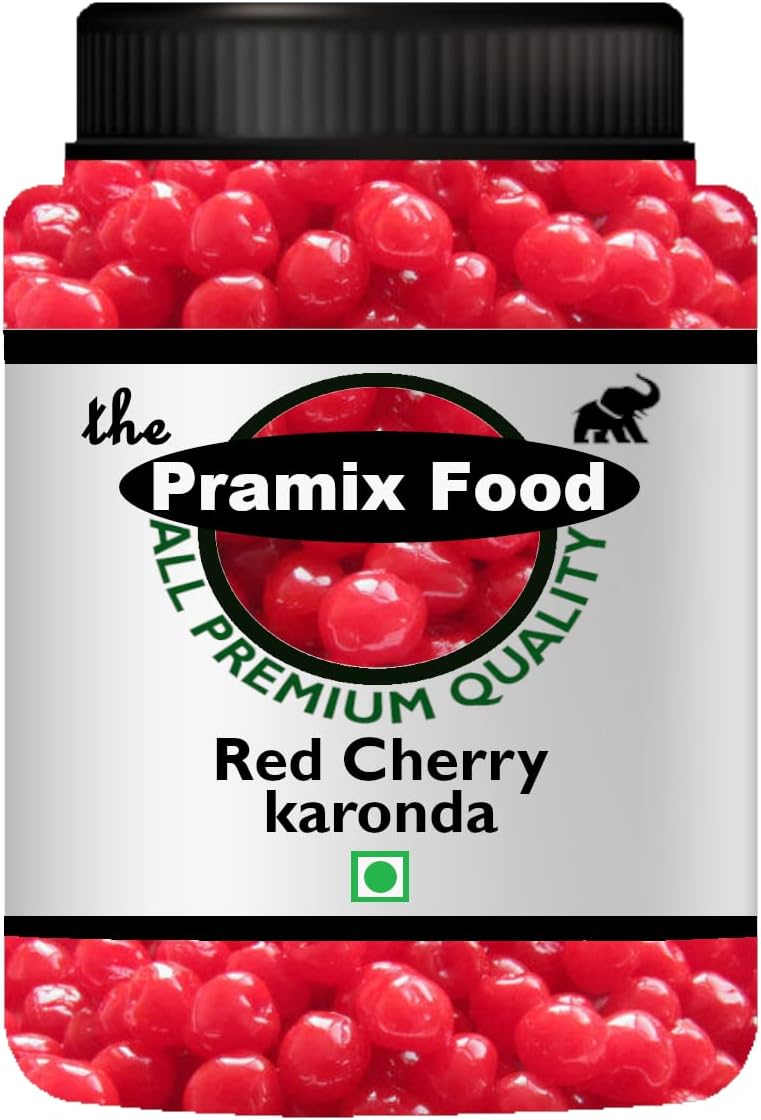 Pramix Organic Red Cherries Karonda | Glazed Candied Cherry | Ideal for Cakes & Cookies Decoration 500gm