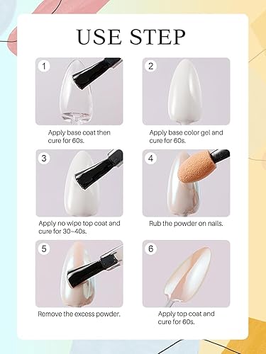 Miniatura 3 de Polvo de uñas cromado y perla blanca transparente Aurora Chrome Nai l Powde r para arte de uñas