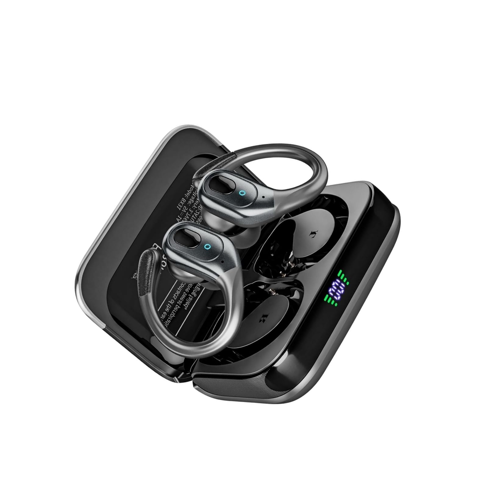 Wireless Earbuds, Sports Bluetooth Headphones, 75Hrs Playtime Ear Buds with LED Power Display, Noise Canceling Headset, IPX7 Waterproof Earphones for Workout/Running