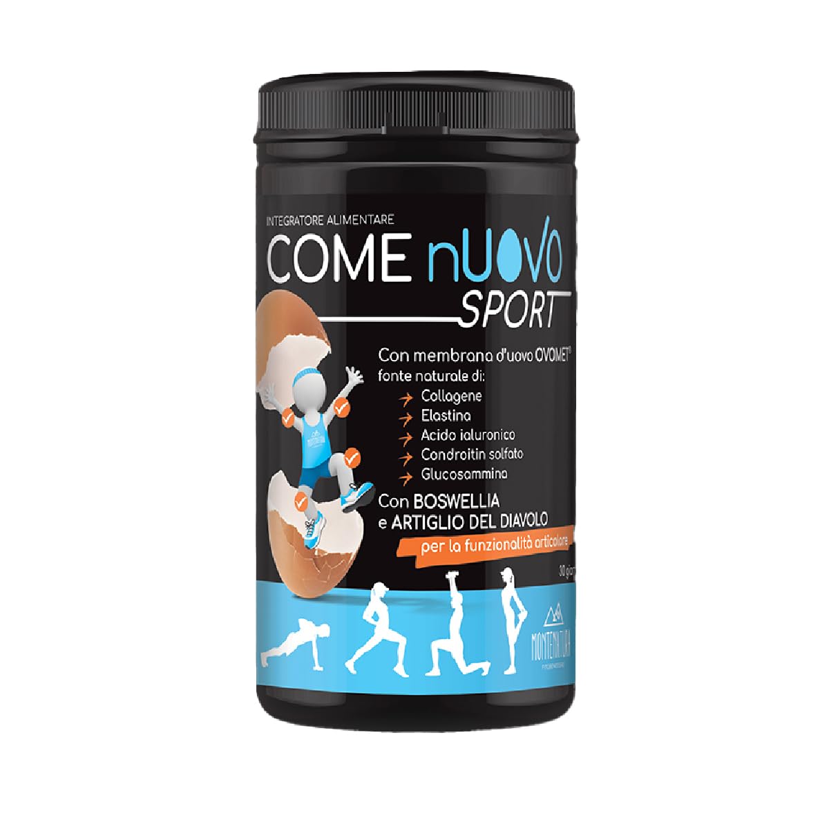 MONTENATURA® COME NUOVO SPORT Integratore Articolare Potente (30 Giorni) per Sportivi. Con OVOMET (Collagene, Acido Ialuronico), Boswellia e Artiglio del Diavolo. Antinfiammatorio, Senza Glutine.