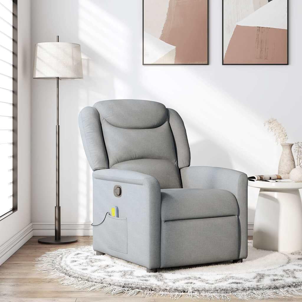 vidaXL Sillón reclinable de Masaje de Tela Gris Claro, sillón de Masaje reclinable, sillón, sillón reclinable, sillón de Masaje de Oficina