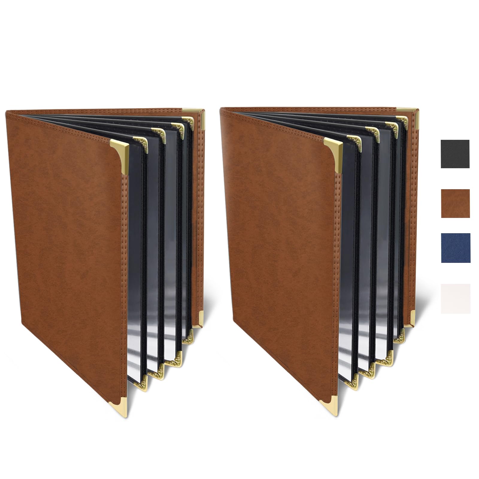 2-Pack Restaurant Menu Covers 8.5 x 11 - Menu Holder 4 Page 8 View, Menu Book Menu Sleeves for Restaurant, Bar, Café