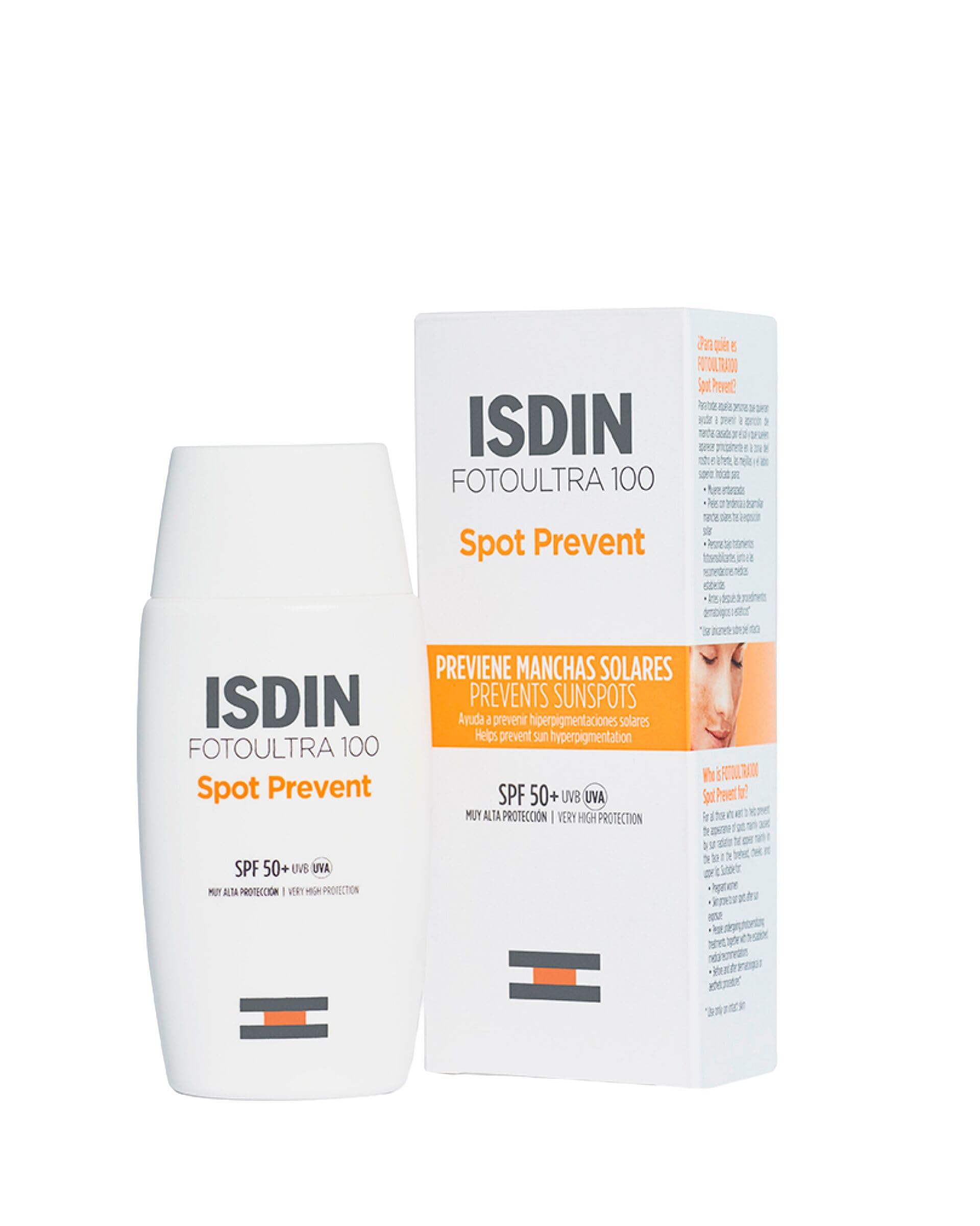 ISDIN Fotoultra 100 Fotoultra Spot Prevent SPF 50+ Protector Solar Facial Que Ayuda A Prevenir Manchas Solares Con Alta Protección UVB/UVA, Crema Solar Que Protege, Previene Y Unifica El Tono -50 ml