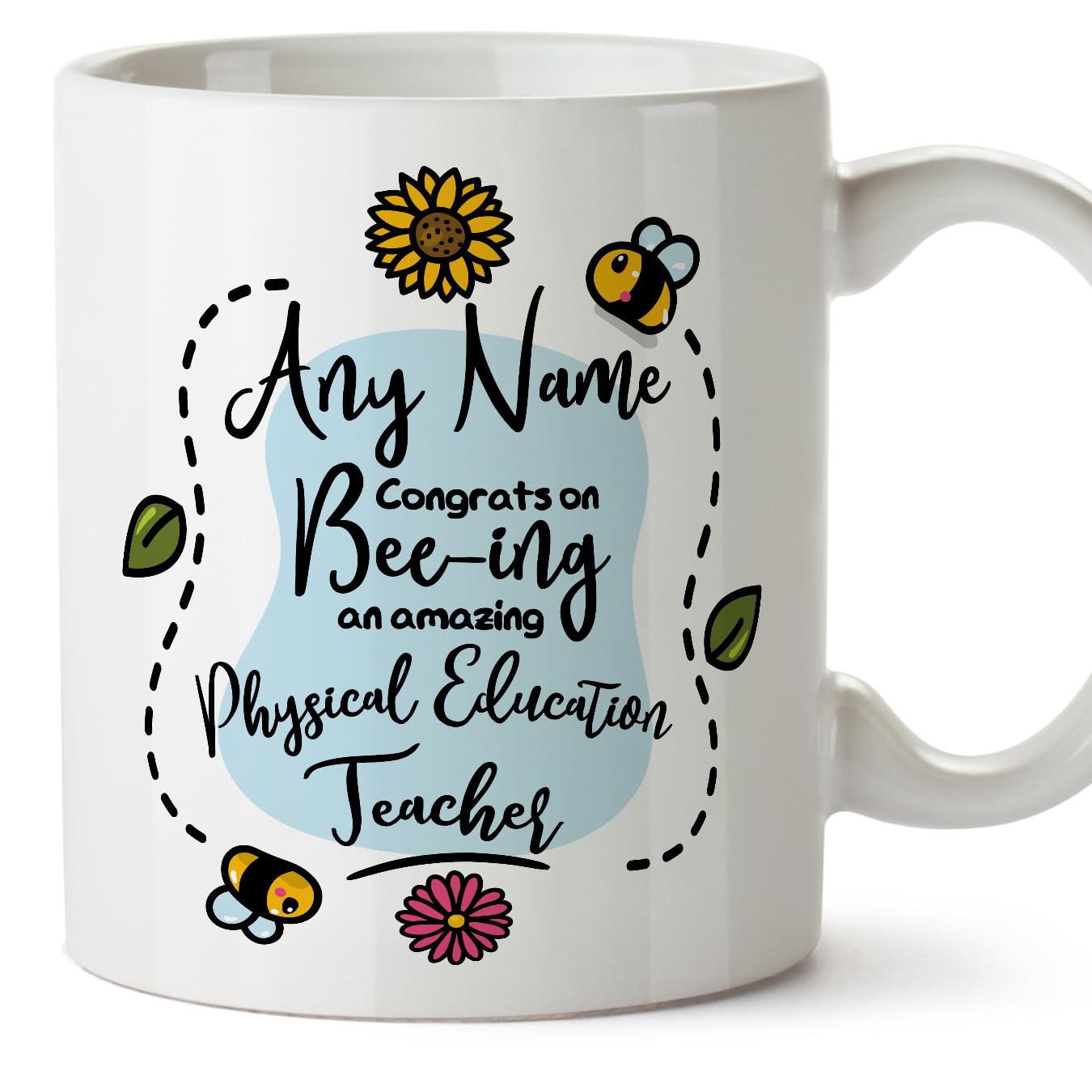 MUGFFINS Personalised Mug for Physical Education Teacher - in English - Thanks for Beeing - Funny Custom Gift for Colleagues - Ceramic 11oz Mug — image 1