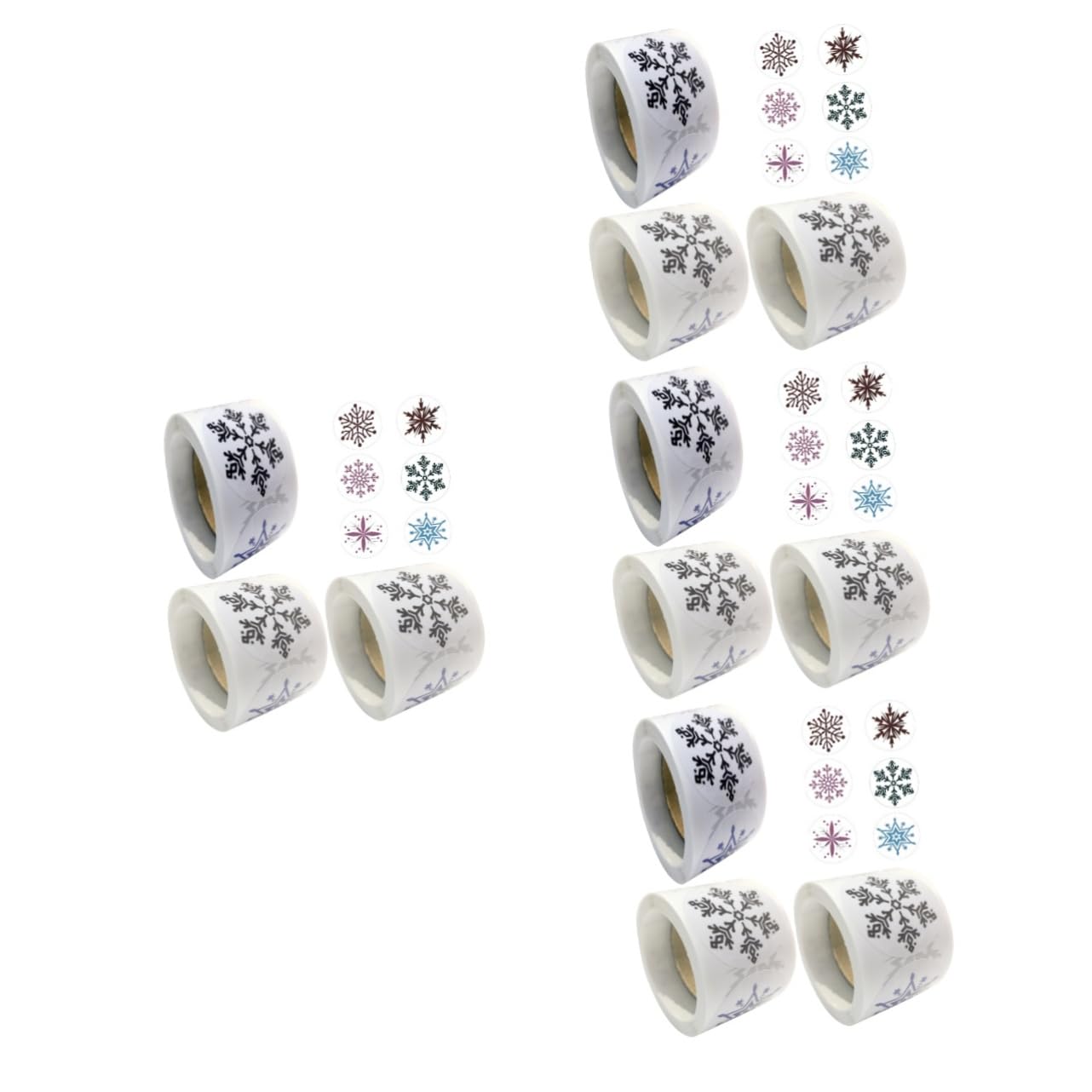 SHINEOFI 12rotoli Sticker Natalizi Decorative Forma Di Fiocco Etichette Autoadesive Per Regali e Decorazioni Festive Adesivi Per Finestra e Pacchetti Natale