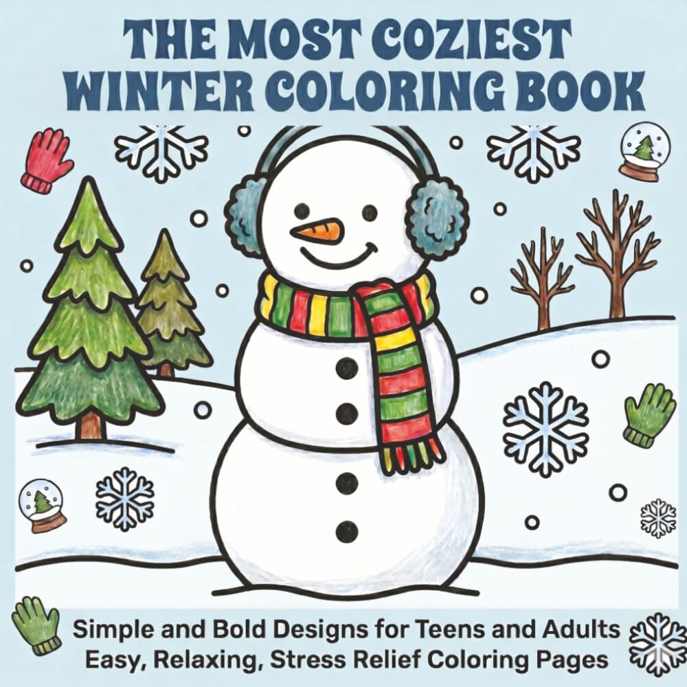 The Most Coziest Winter Coloring Book: Simple and Bold Designs for Teens and Adults | Easy | Relaxing | Stress Relief Coloring Pages (The Most Coziest Coloring Books)