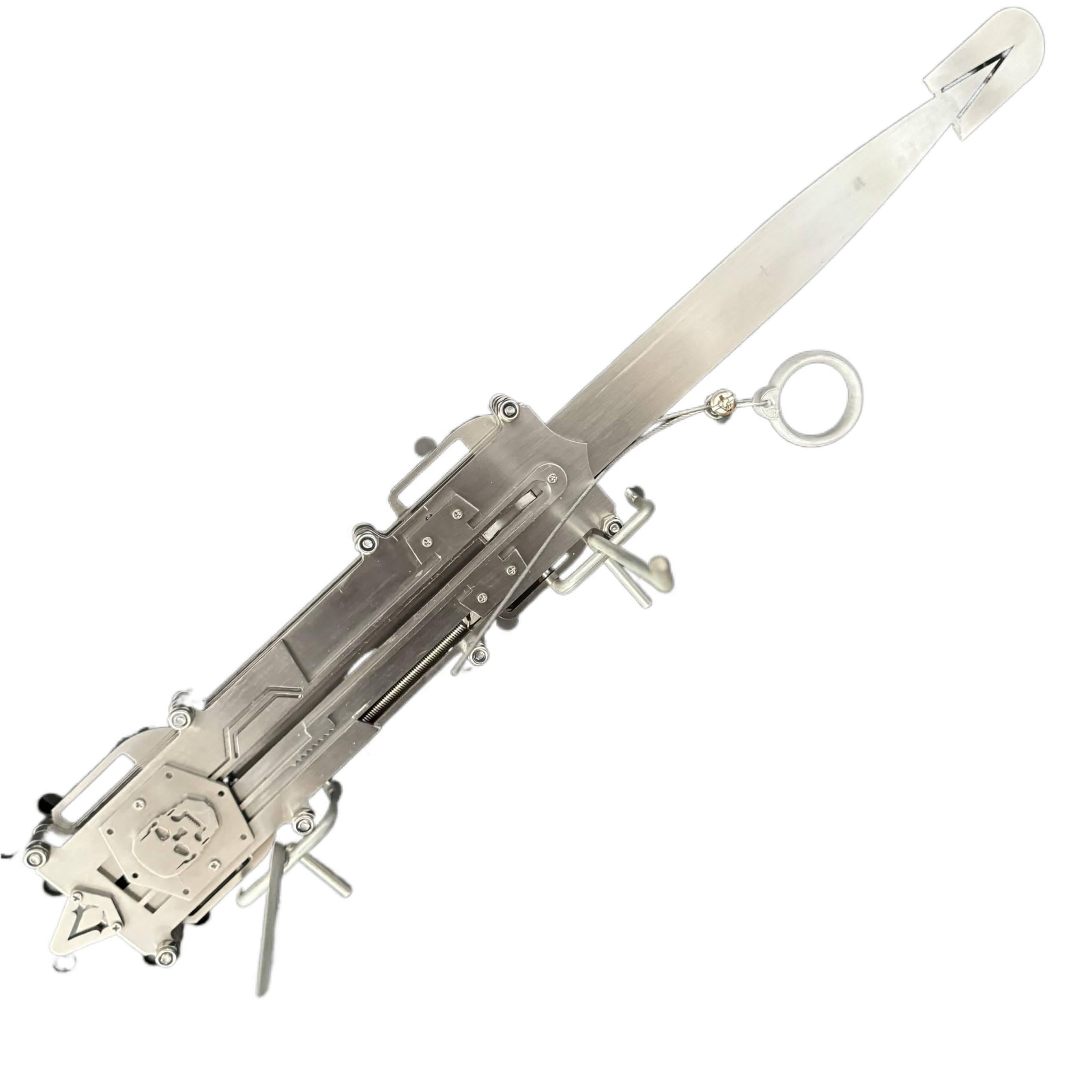 Black Flag Metal Wired Control Stainless Steel Model, Cosplay Hidden Blade Prop, Two-Stage Hidden Blade Silver