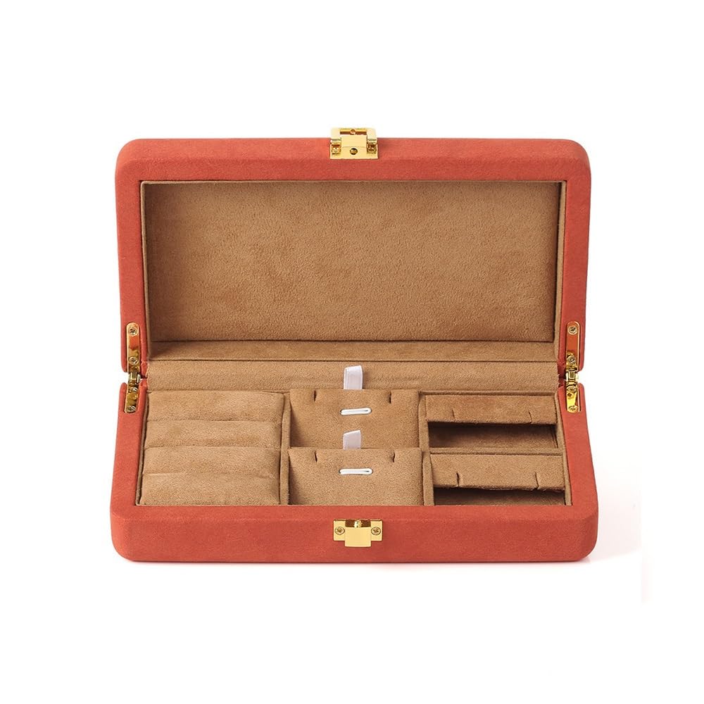 Jewelry Holder Portable Partitioned Jewelry Storage Box(Orange)