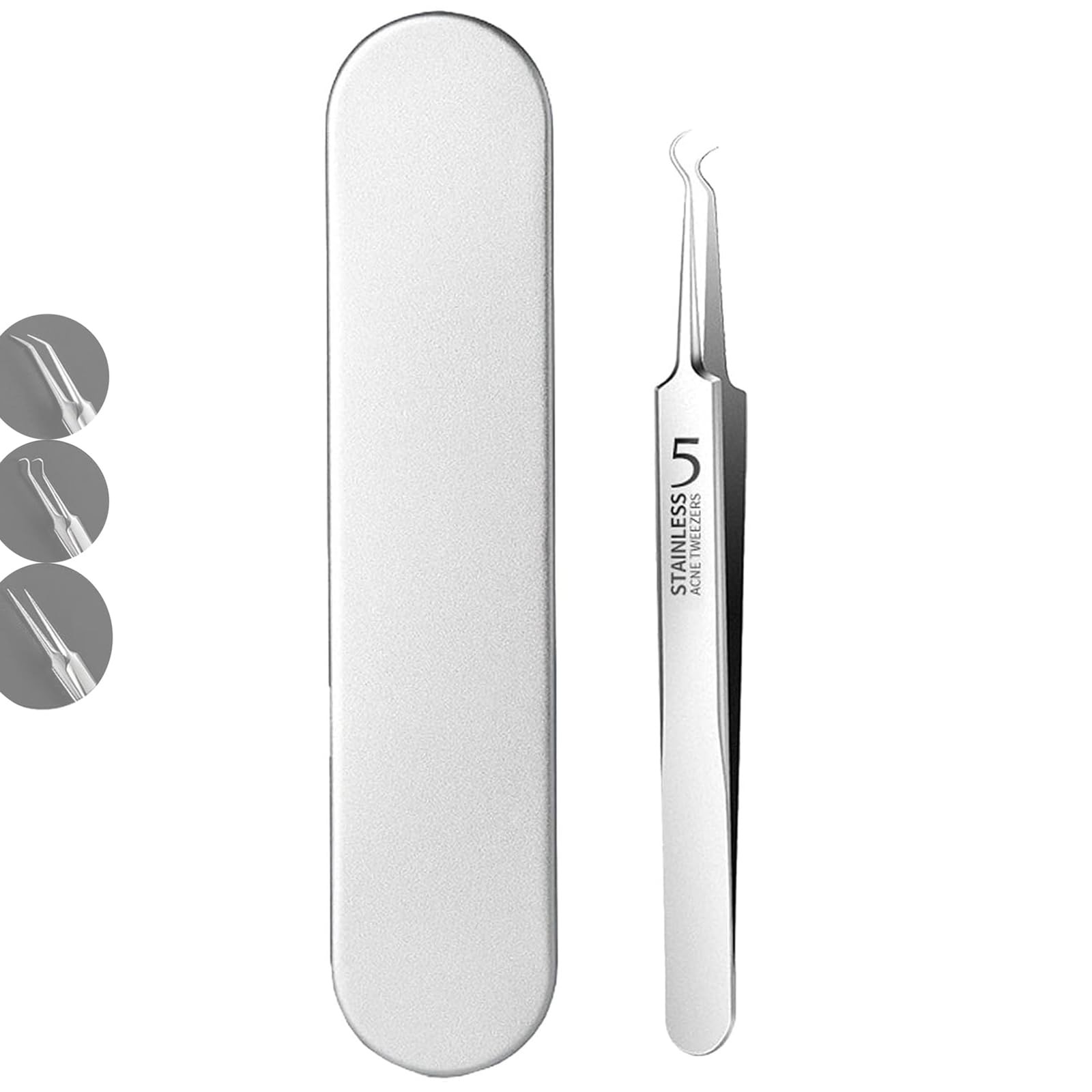 Tweezers, Tweezers for Blackheads, Precision Pimple Popper Tool Kit (Bent Hook Clip)