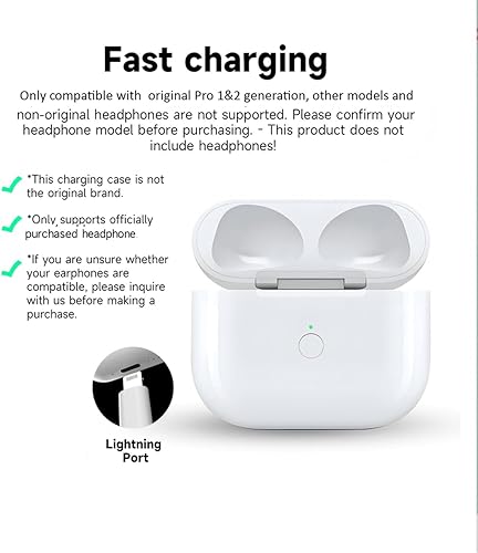 Miniatura 3 de Funda de carga inalámbrica compatible con Airpod Pro de 1 y 2 generación, funda de repuesto para cargador Air pod Pro 1 y 2 con botón de