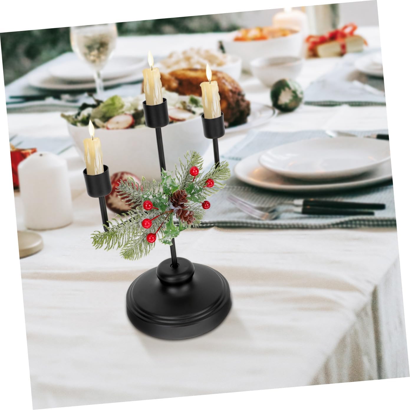 Alipis Christmas Candle Holder Elegant Candlestick Centerpiece for Xmas Sturdy Tea Light Holder for Dining Room Living Room for Friends Family