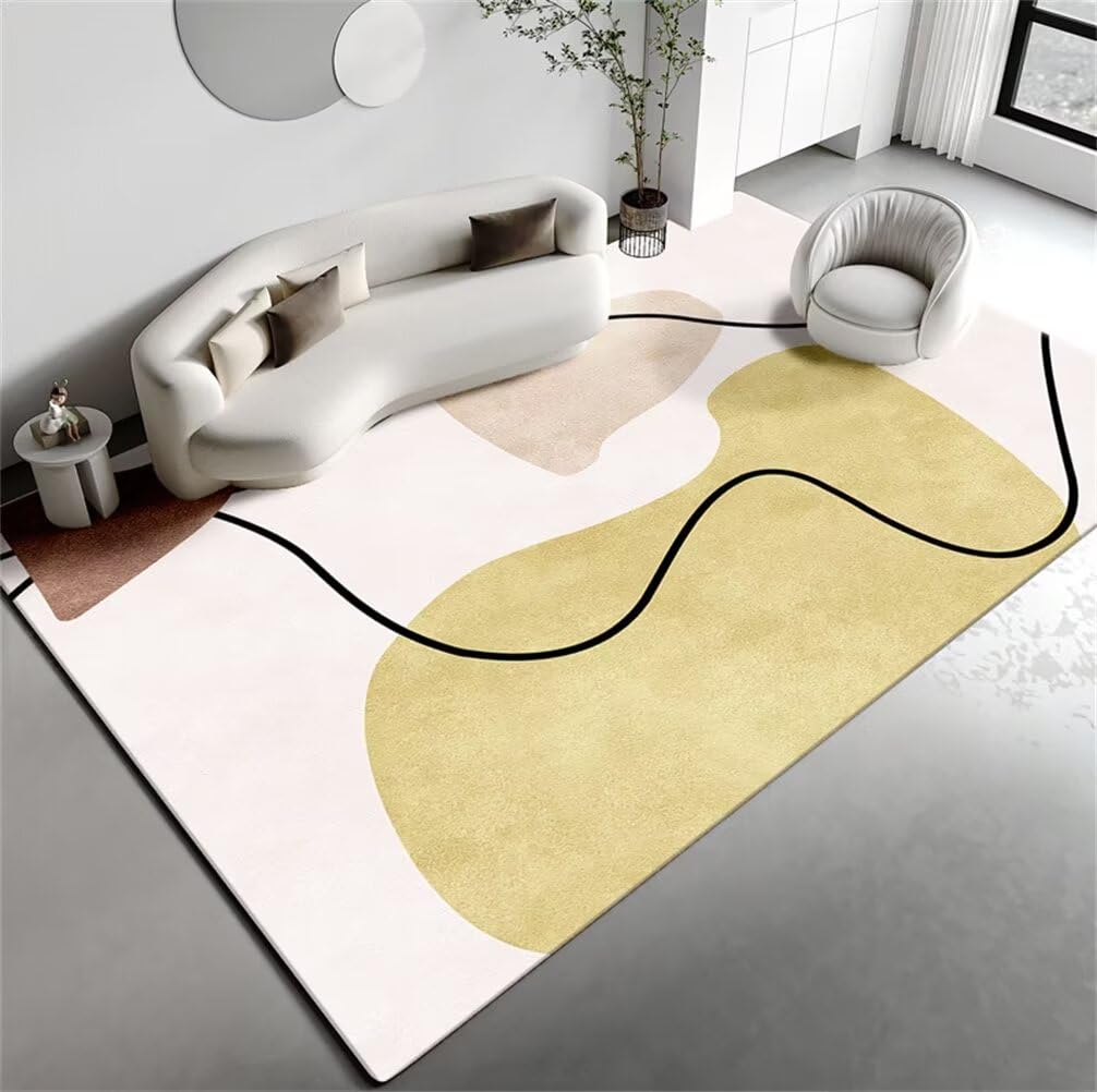 Grand tapis 200x200cm vert jaunâtre design moderne pour salon