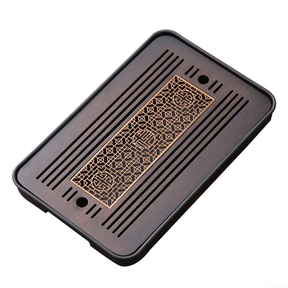 Chiński zestaw do herbaty Kung Fu z tacą drenażową – łatwy do czyszczenia drewniany design, 36 x 24 cm, idealny na autentyczną ceremonię parzenia herbaty i wręczanie prezentów