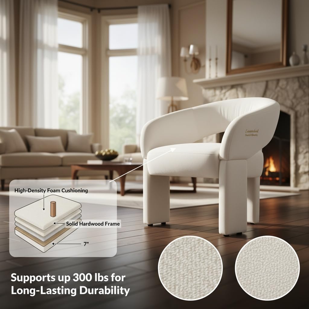 LukeAlon Modern Velvet Accent Chair Barrel Back Armchair, Upholstered Lounge Chair for Living Room, Bedroom, Office, Waiting Rooms, Beige