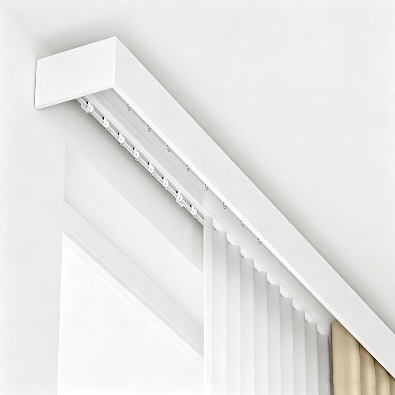 DLLDQBD Curtain Box, Double Curtain Track Baffle Rail Integrated Wall Installation With Curtain Rail, Rail Box Sliding Rail Pulley Double Track Silent Can Be Spliced(Size:18FT/550cm,Color:Top Mount)