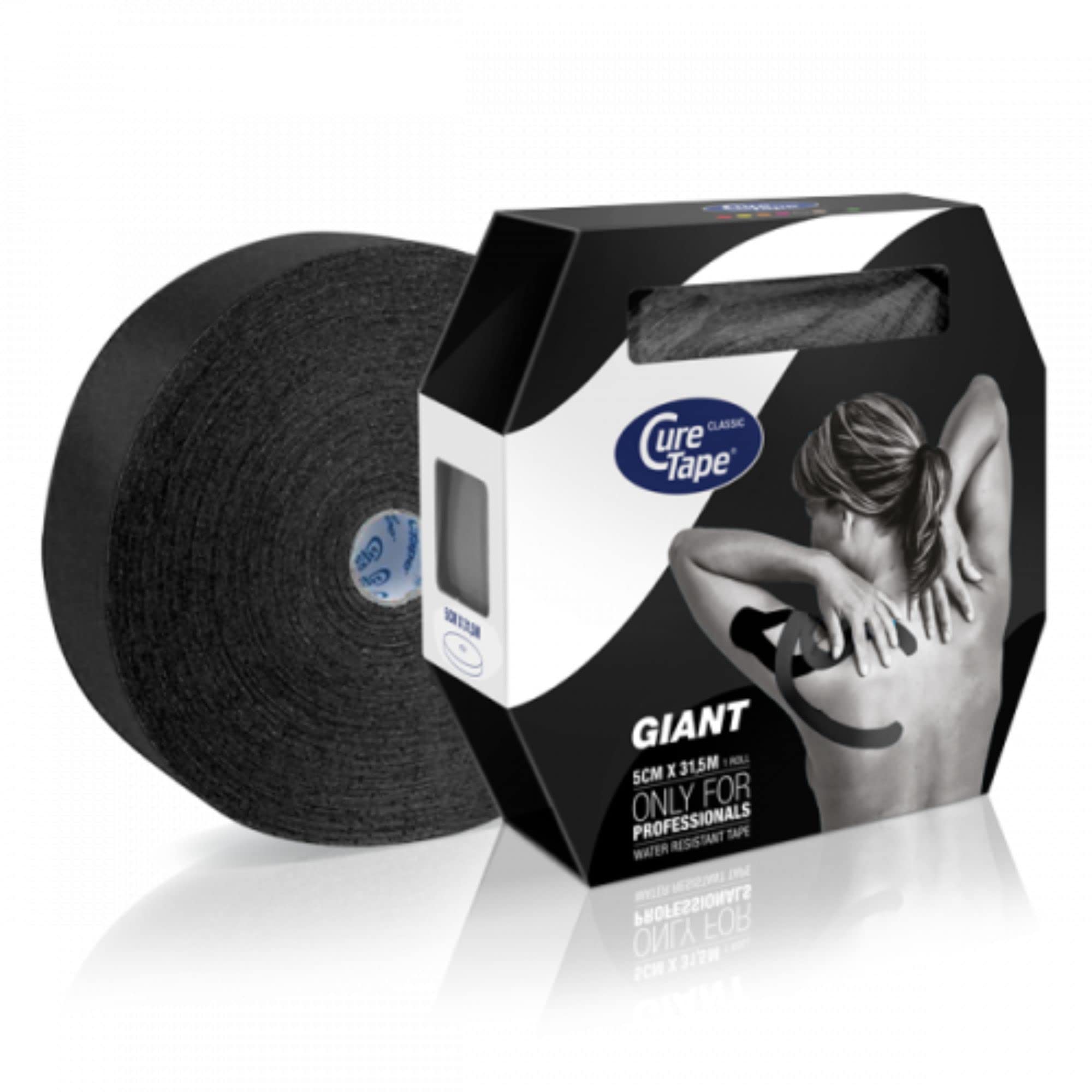CureTape® Kinesiologie Tape (5 cm x 31,5 m, Schwarz) | Wasserfest und latexfreies Kinesiotapes | Kinesiotape mit TÜV-Zertifikat | Sporttape für den Profi | Physio Tape für Verletzungen & Beschwerden