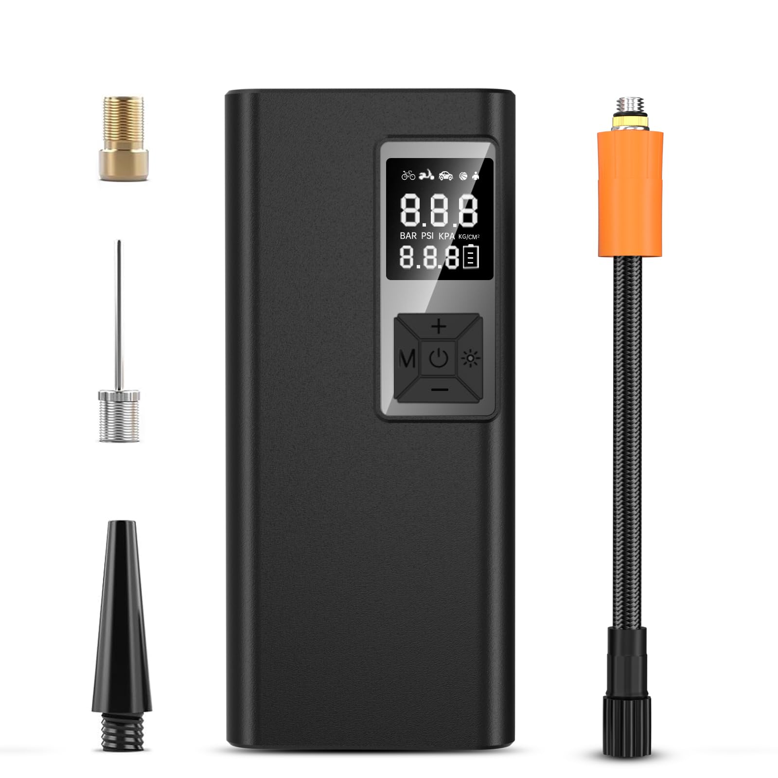 FLLA Tire Inflator Portable Air Compressor,150 PSI Auto Air Pump for Car Tires,Electric Tire Pump with LCD Digital Pressure Gauge & LED Light for Motorcycle, Bike, Ball, Car Accessories