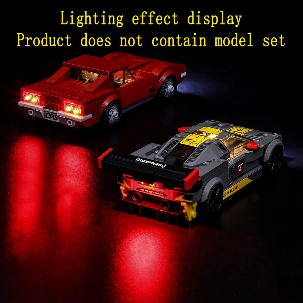 GEAMENT Light Kit Compatible with Lego Chevrolet Corvette C8.R Race Car and 1968 Chevrolet Corvette - for Speed Champions 76903 (Model Set Not Included)