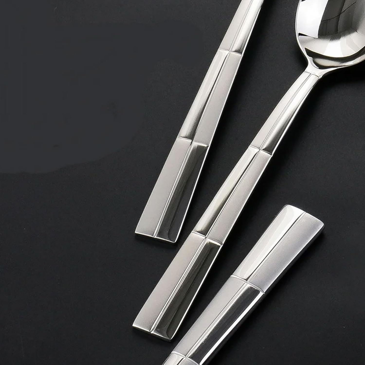 Ensemble d'argenterie 3/4 pièces, Ensemble de Couverts polis Miroir, Couteau, Fourchette, cuillère, Service de Table en Acier Inoxydable, fourchettes à dîner réutilisables