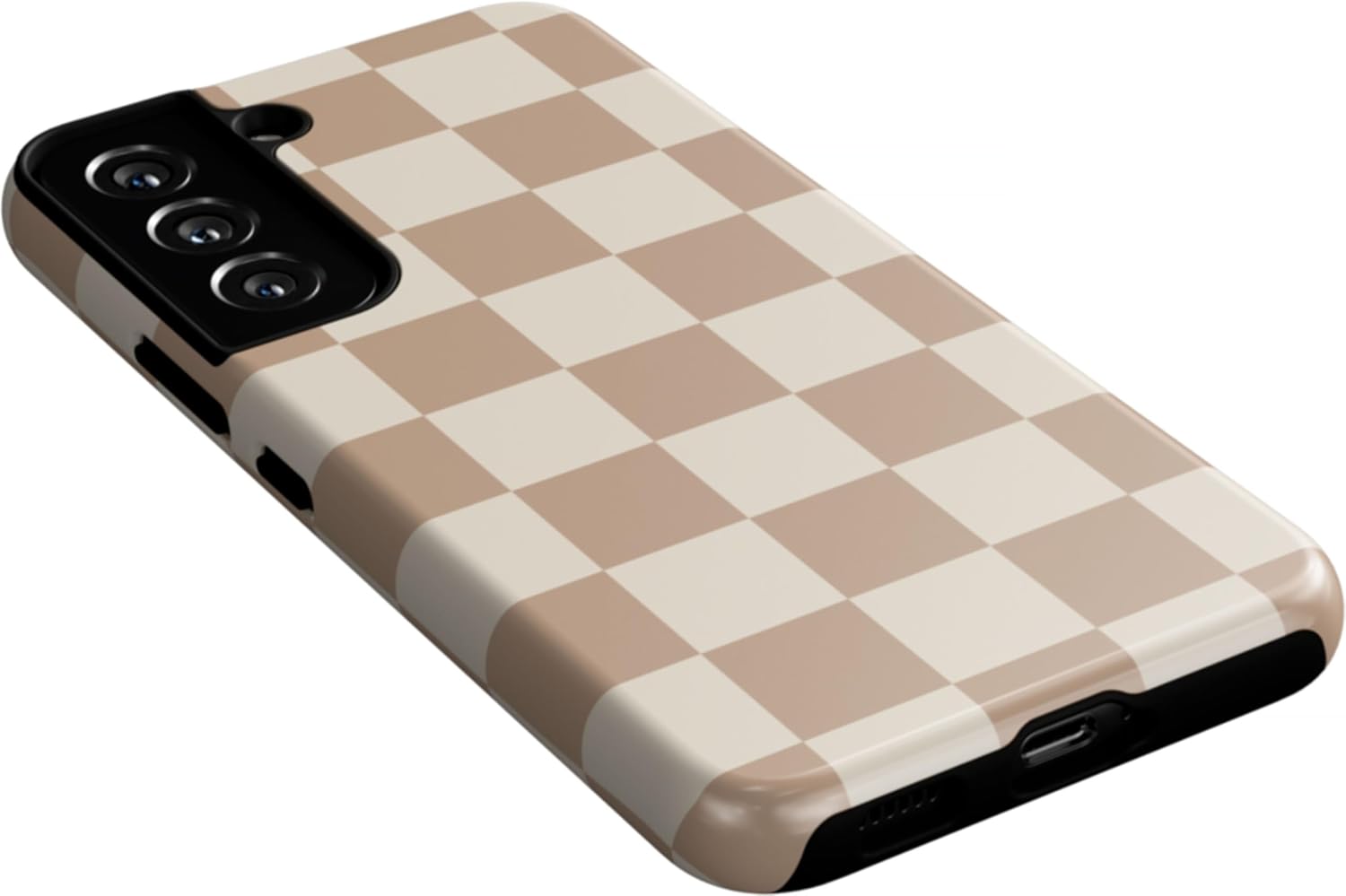 Casely Galaxy S22 Case | Fit Check | Neutral Checkerboard | Essential Slim Dual-Layer Protective Design