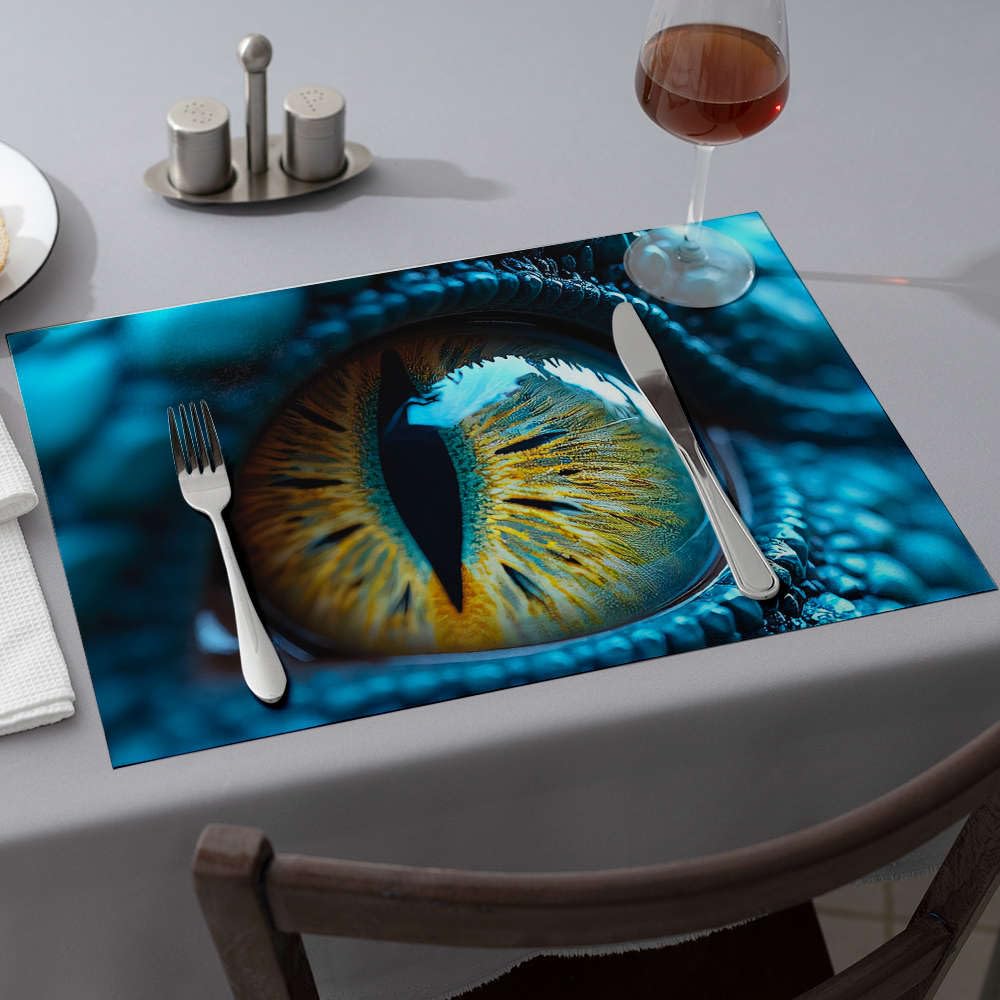 Sets de table lavables œil de dragon et échelles complexes pour table moderne de cuisine