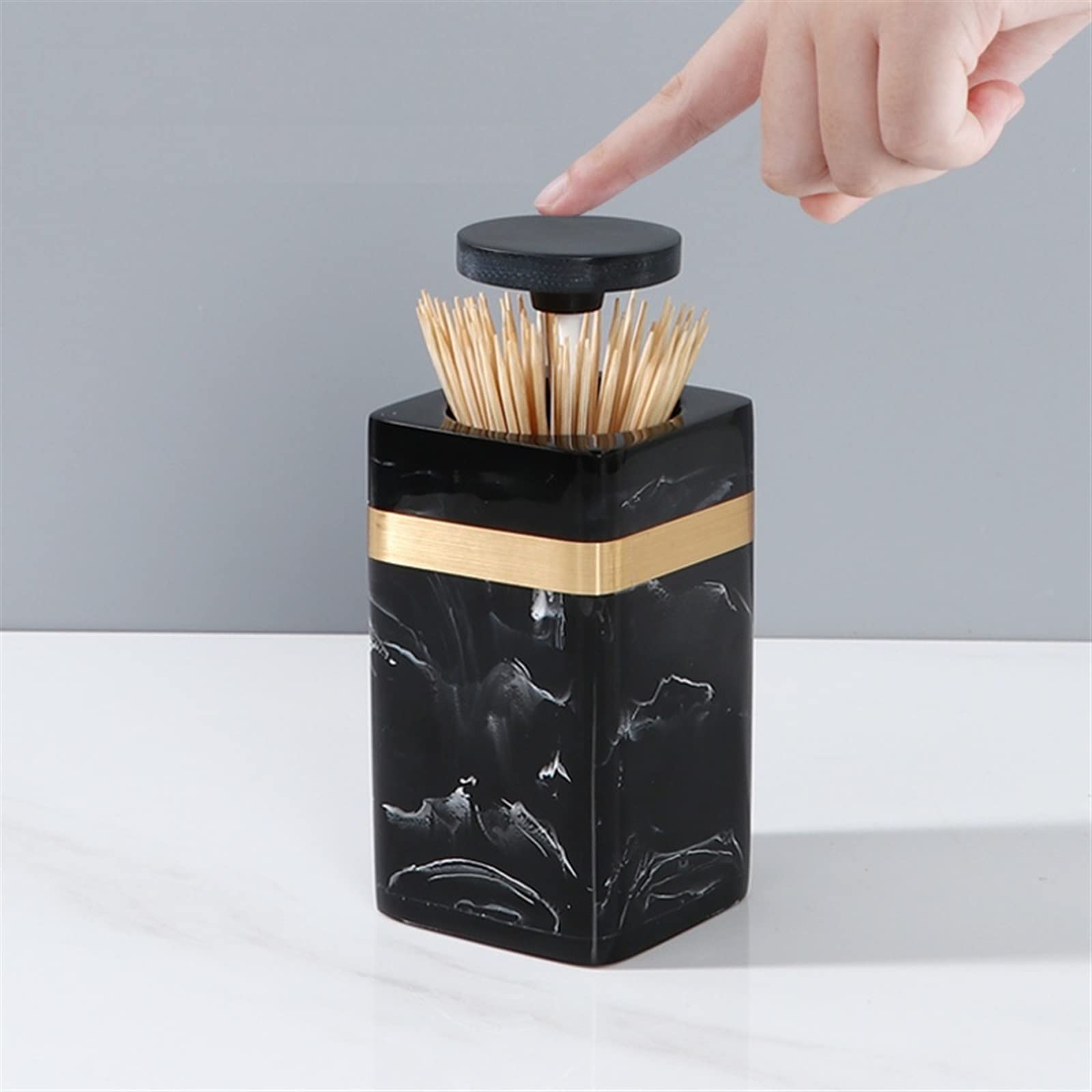 Soporte para palillos de dientes, contenedor de mesa para el hogar, caja de almacenamiento de palillos de dientes (blanco)