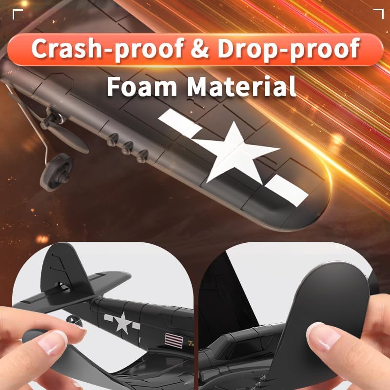 XOS Brushless Stunt RC Drone Plane Airplane Glider for Adults Remote Control Electric Aerobatic RTF Fighter Jet Aircraft with Colorful Light, EPP Hobby Airplane for Beginners Kids, Boys Gifts