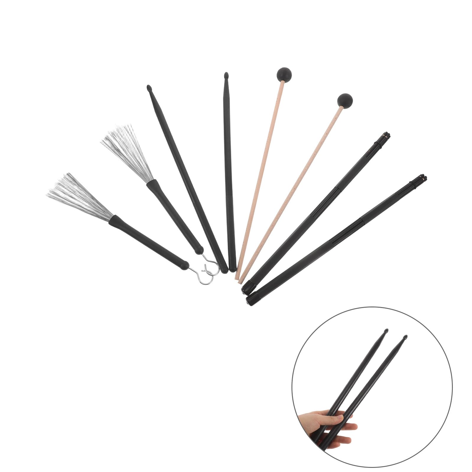 Drumsticks Drahtbürsten für Holz-drumsticks Nylon-drumsticks Schlägel für Schlagzeugstöcke Besen Aufbewahrungstasche für Drumsticks Percussion-besen Zubehör für Musikinstrumente