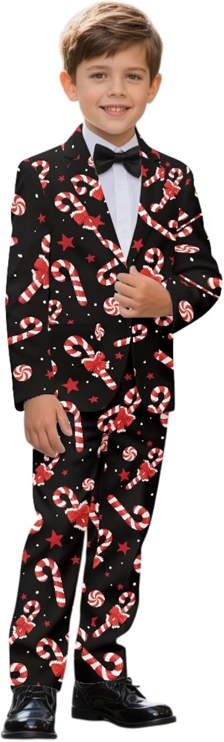 Boys Suit Formal Suits for Boy Slim Fit V Neck 2 Piece Suit Set One Single Button Jacket with Pockets