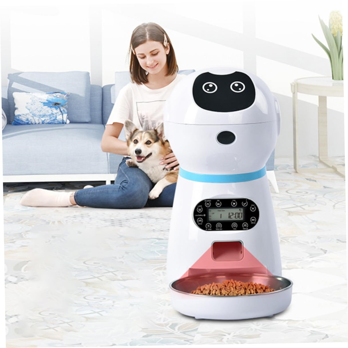 ifundom Comedero Inteligente para Mascotas Automático Temporizado con 3.5l Capacidad, Contenedor de Acero Inoxidable, Alimentación Programada para Perros y Gatos, Adecuado para Uso