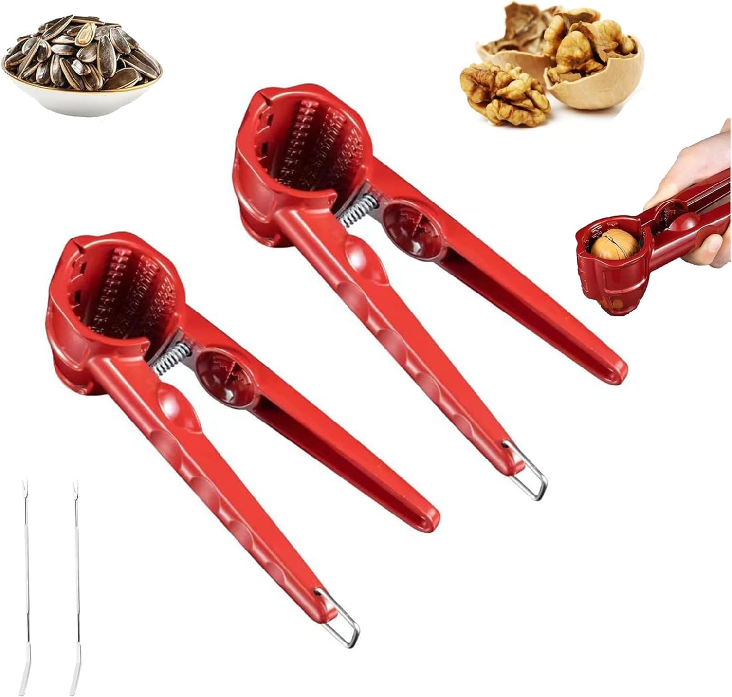 Nut Cracker Tool Multifunctional Sunflower Seed Peeler,Stainless Steel Walnut Cracker Opener,Portable Funnel Walnut Nut Shell Remover Tool for All Kinds of Nuts, Melon Seeds (2PCS)