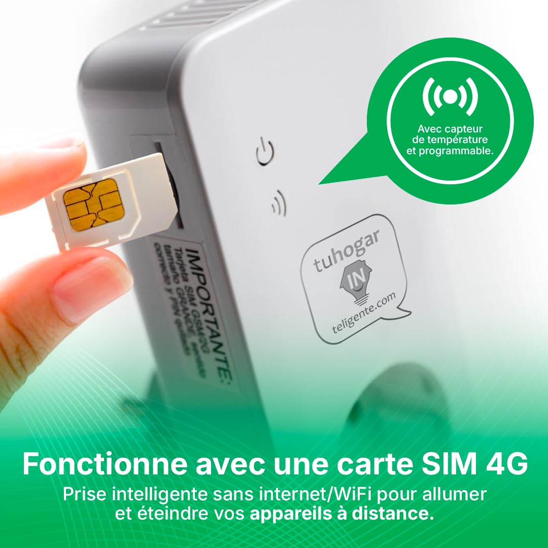 Prise Intelligente sans Internet/WiFi | Nécessite Carte SIM GSM/4G | Avec Capteur de Température et Contrôle à Distance via SMS, Appel ou APP | Notification Instantanée de Coupure