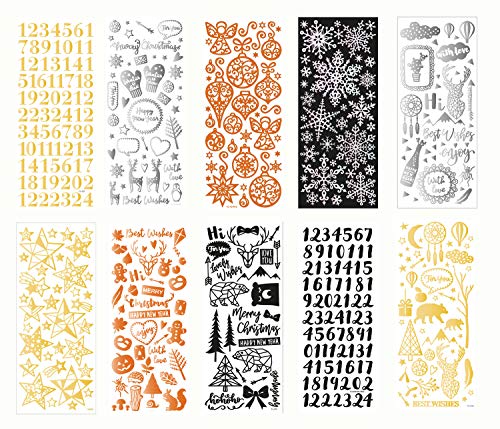 folia Relief Christmas II 12911 High-Quality Stickers 10 Sheets Approx. 10 x 24 cm Assorted Designs Ideal for Decorating Greeting Cards Crafts and Scrapbooking - Image 2