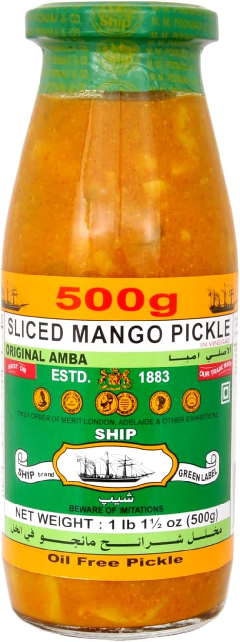 SHIP Natural Organic Sliced Tasty Mango Pickle In Vinegar Oil Free Pickle (Size-500g)