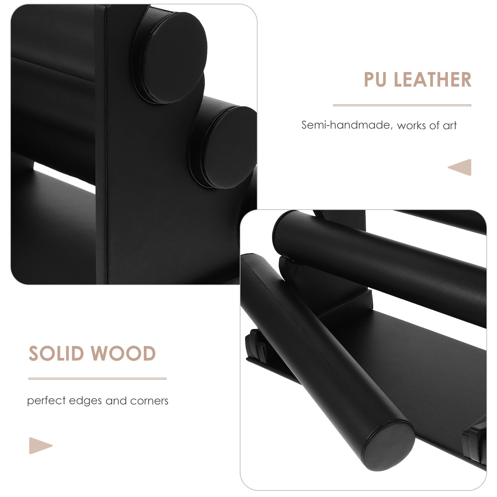 Présentoir à Bracelets et Protection pour Montres et Bijoux Surface Lisse en Pu Noir 3 Niveaux pour Boutiques et Espaces de Rangement