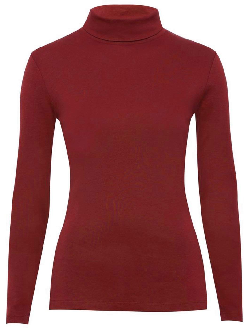 Fashion Valley Womens Plain Long Sleeve Turtle Polo Neck Top Ladies Roll Neck Top Jumper Wine-XL